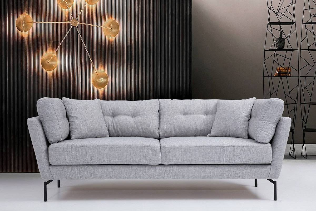 Design 3 személyes kanapé Basiano 214 cm szürke