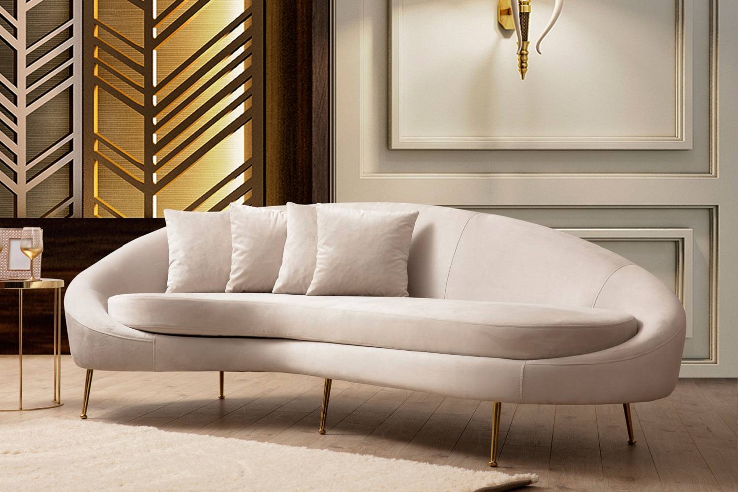 Design 3 személyes kanapé Zeena 255 cm bézs - bal