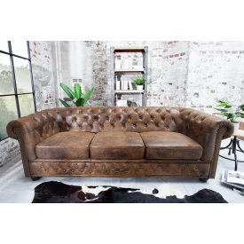Hármas ülőgarnitúra Chesterfield Vintage barna 