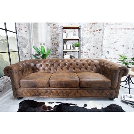 Hármas ülőgarnitúra Chesterfield Vintage barna 