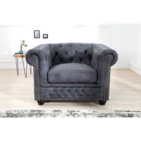 Luxus vintage fotel Chesterfield szürke