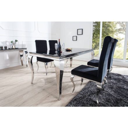 Stílusos étkezőasztal Rococo 200 cm fekete, ezüst