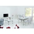 Étkezőasztal Rococo 180 cm fehér / ezüst