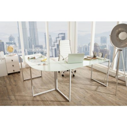 Sarok íróasztal Atelier üveg / fehér
