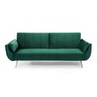 Nyitható kanapé Amiyah / 215 cm zöld bársony / arany 