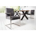 Szánkótalpas szék Boss kéztámlával vintage szürke