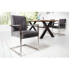 Szánkótalpas szék Boss kéztámlával vintage szürke