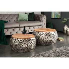 Dohányzóasztal szett Mauricio, ezüst / mangó