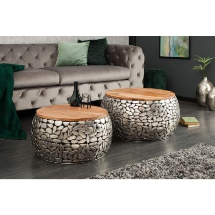 Dohányzóasztal szett Mauricio, ezüst / mangó