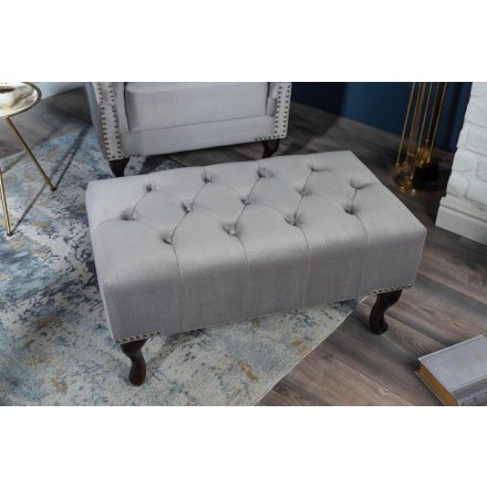 Stílusos puff Chesterfield ezüstszürke bársony