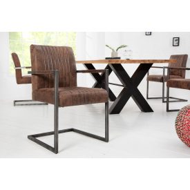 Szánkótalpas szék Boss II kéztámlával vintage barna