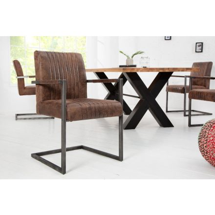 Szánkótalpas szék Boss II kéztámlával vintage barna