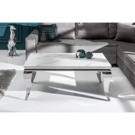 Stílusos dohányzóasztal Rococo 100 cm ezüst márvány