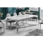 Stílusos étkezőasztal Rococo 180 cm fehér márvány, ezüst