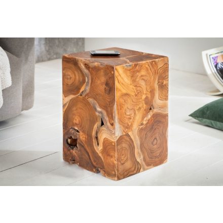 Stílusos oldalsó asztal Junk 30 cm tíkfa 