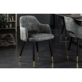 Stílusos étkezőszék Laney szürkészöld bársony 