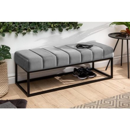 Stílusos ülőpad Halle 108 cm bársony - ezüstszürke
