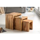 Oldalsó asztal szett Timber mangófa natúr - 3 db 