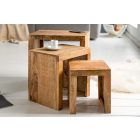Oldalsó asztal szett Timber mangófa natúr - 3 db 