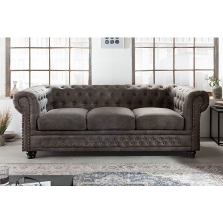 Stílusos ülőgarnitúra Chesterfield II 205 cm antik szürke 