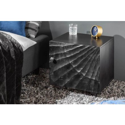 Stílusos éjjeliszekrény Shayla 50 cm fekete mangófa