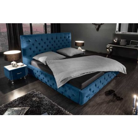 Stílusos francia ágy Laney 160x200 cm sötétkék bársony