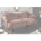 Design ülőgarnitúra Adalia 220 cm rózsaszín bársony