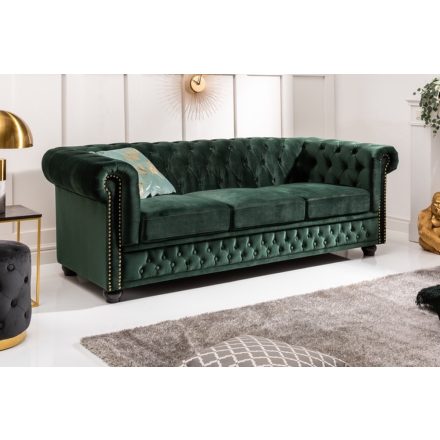 Design 3-szémelyes ülőgarnitúra Chesterfield 205 cm zöld 