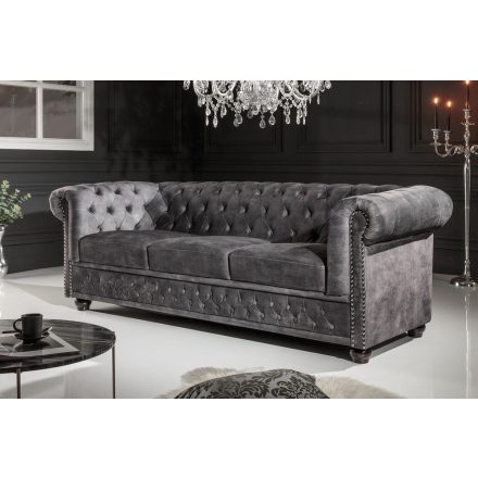 Design 3-szémelyes ülőgarnitúra Chesterfield 205 cm sötétszürke