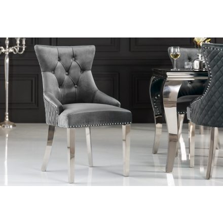 Design szék Queen Levia fej bársony szürke