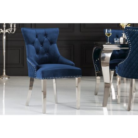 Design szék Queen Levia fej bársony királykék 