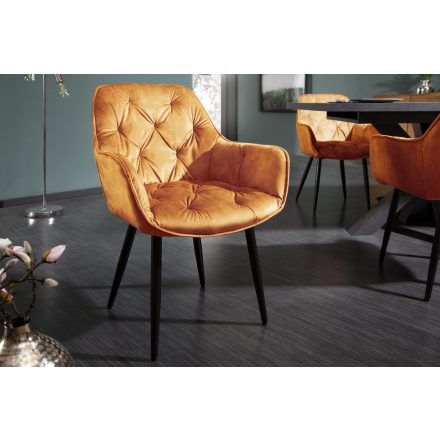 Design szék Garold mustársárga bársony 
