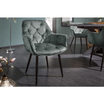 Design szék Garold szürke-zöld bársony 