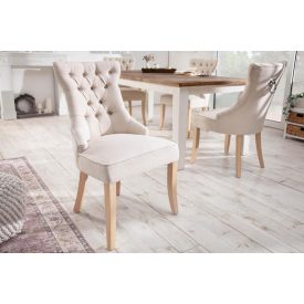 Design szék Queen len bézs 