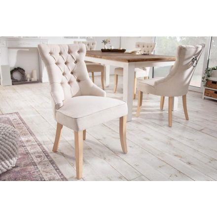 Design szék Queen len bézs 