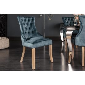 Design szék Queen bársony petrol zöld