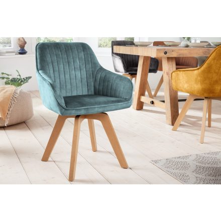 Design forgószék Gaura sötét kékeszöld bársony 