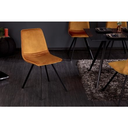 Design szék Holland Retro mustársárga bársony