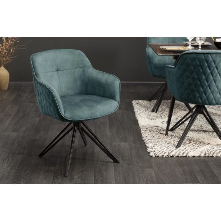 Design szék Natasha petrol bársony