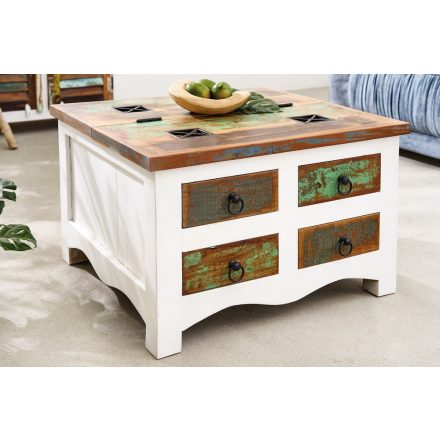 Dohányzóasztal - tárolóláda Jacktar 70 cm fehér mangó