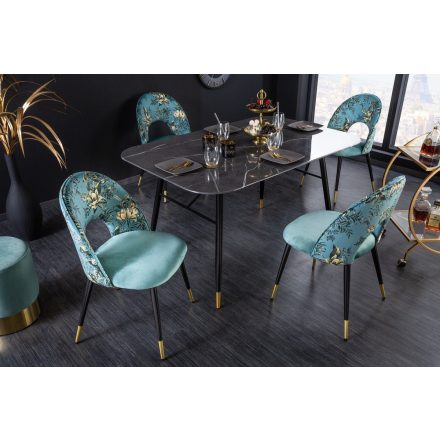 Design étkezőszék Jalisa türkiz bársony