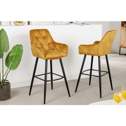 Design bárszék Garold mustársárga bársony 