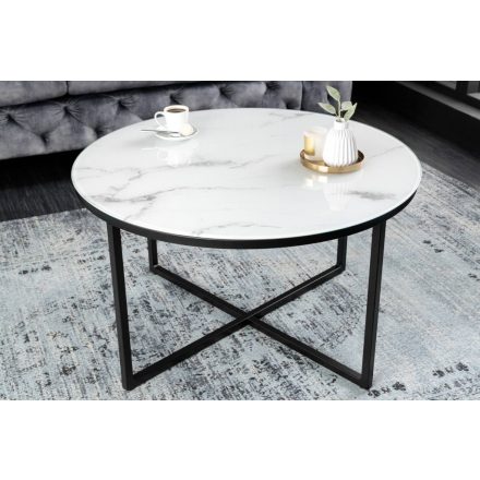 Design dohányzóasztal Latrisha 80 cm fehér - márvány utánzat