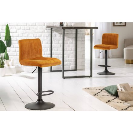 Design bárszék Walnut mustársárga bársony