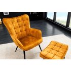 Design fotel Sweden mustársárga bársony