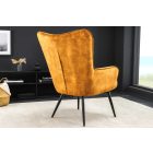 Design fotel Sweden mustársárga bársony