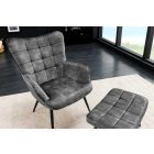 Design fotel Sweden szürke bársony