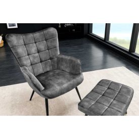 Design fotel Sweden szürke bársony