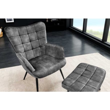 Design fotel Sweden szürke bársony