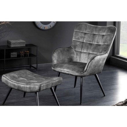 Design fotel Sweden szürke bársony